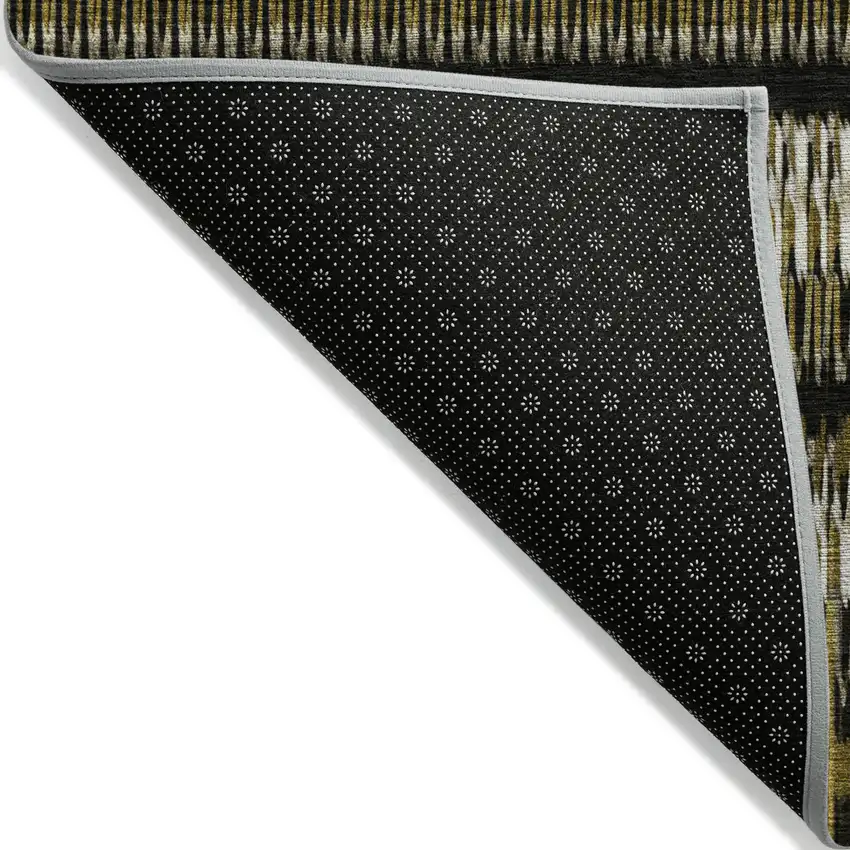 Brown Striped Washable Non Skid Indoor Outdoor Area Rug Photo 7