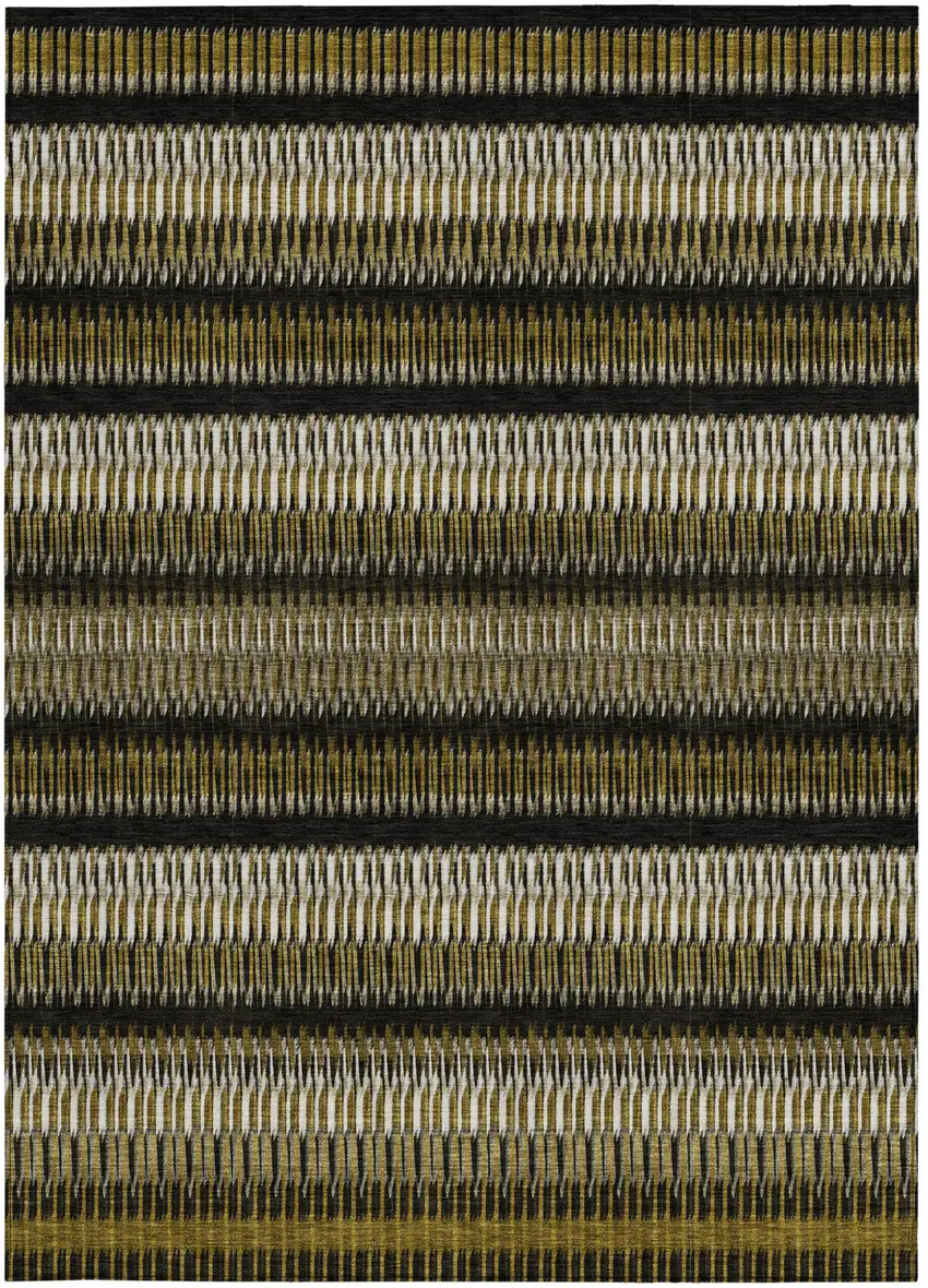 Brown Striped Washable Non Skid Indoor Outdoor Area Rug Photo 6