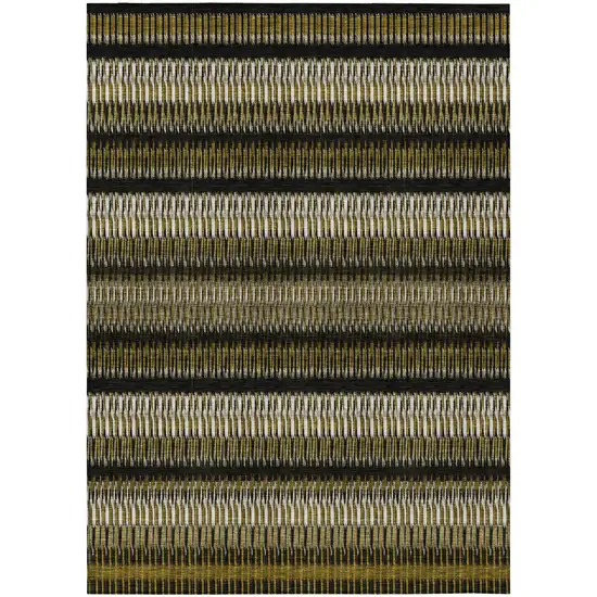 Brown Striped Washable Non Skid Indoor Outdoor Area Rug Photo 2