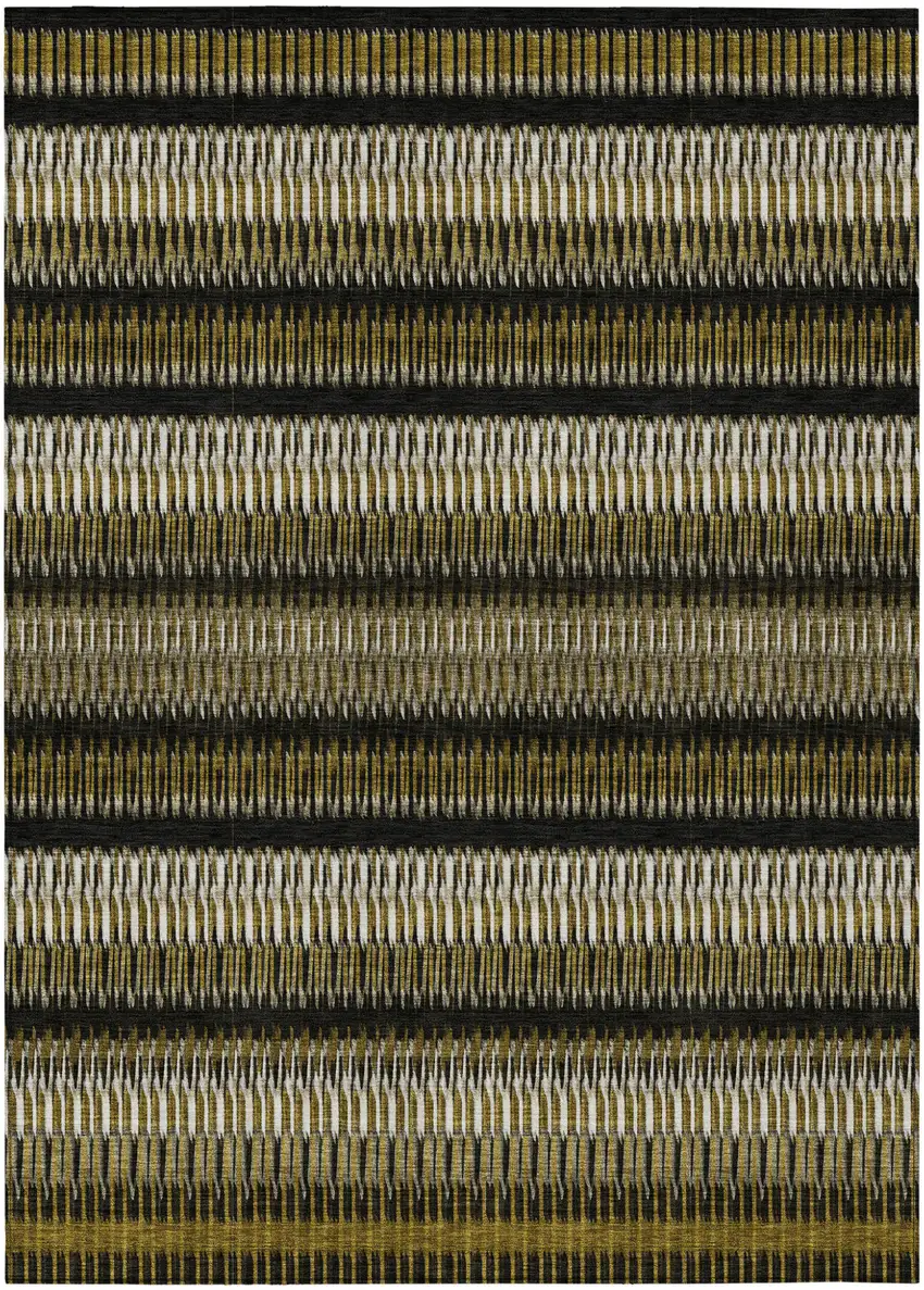Brown Striped Washable Non Skid Indoor Outdoor Area Rug Photo 2