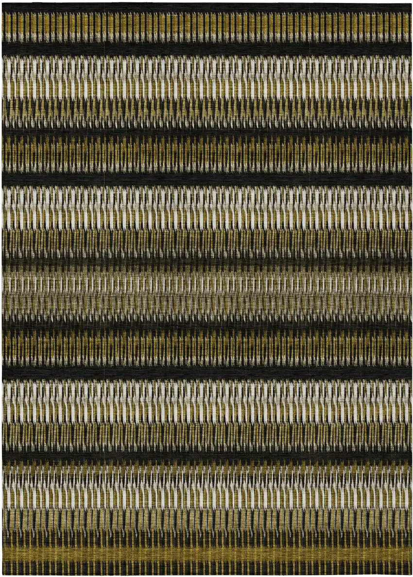 Brown Striped Washable Non Skid Indoor Outdoor Area Rug Photo 2