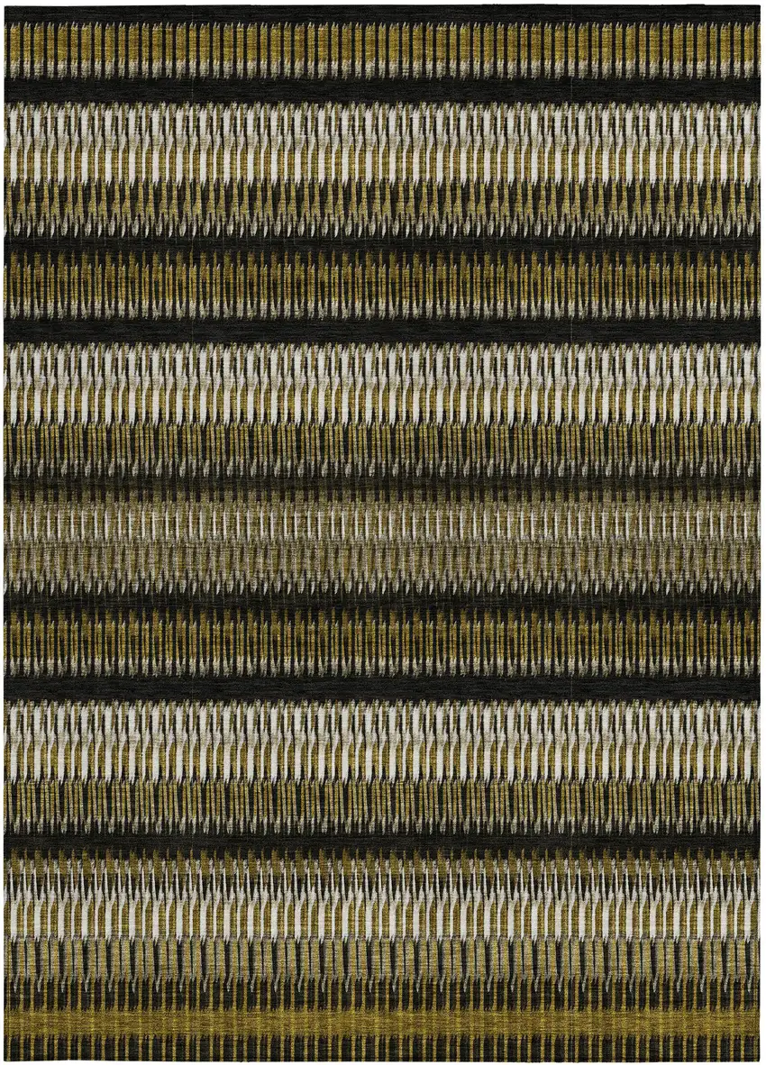 Brown Striped Washable Non Skid Indoor Outdoor Area Rug Photo 6