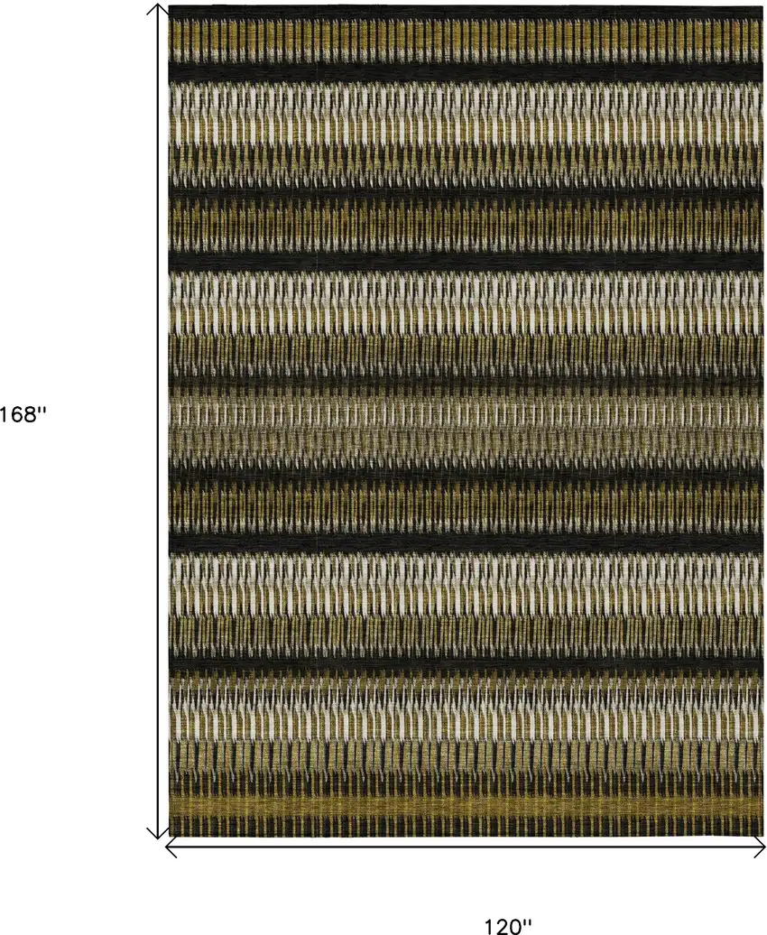 Brown Striped Washable Non Skid Indoor Outdoor Area Rug Photo 3