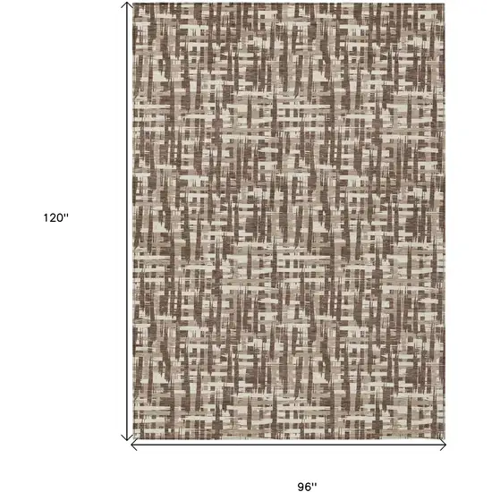 Brown Tan And Beige Abstract Washable Indoor Outdoor Area Rug Photo 8