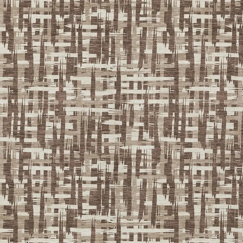 Brown Tan And Beige Abstract Washable Indoor Outdoor Area Rug Photo 5