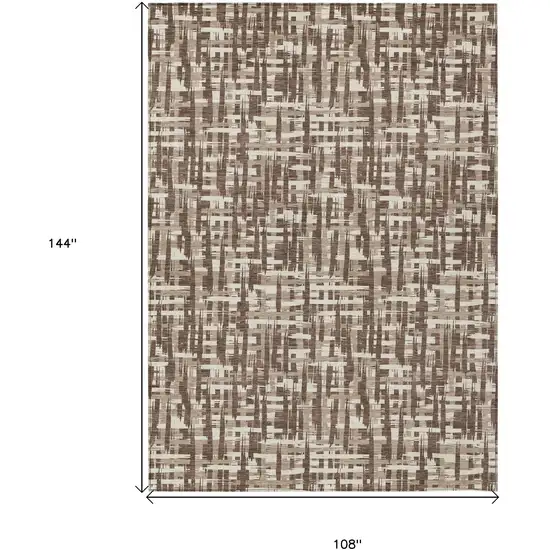 Brown Tan And Beige Abstract Washable Indoor Outdoor Area Rug Photo 8