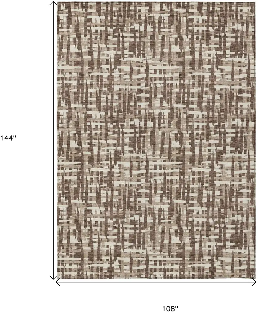 Brown Tan And Beige Abstract Washable Indoor Outdoor Area Rug Photo 8