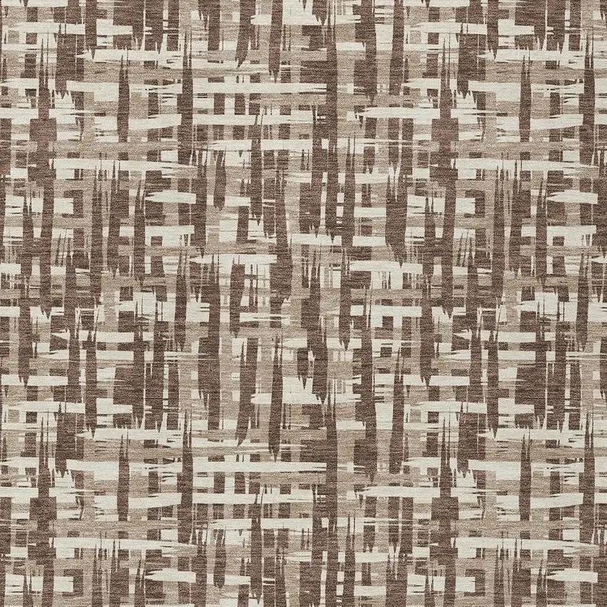 Brown Tan And Beige Abstract Washable Indoor Outdoor Area Rug Photo 5