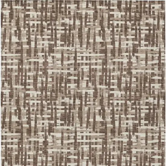 Brown Tan And Beige Abstract Washable Indoor Outdoor Area Rug Photo 6
