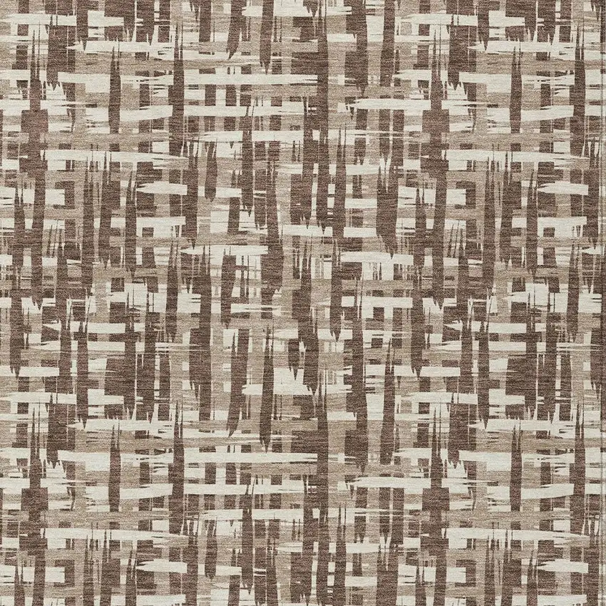 Brown Tan And Beige Abstract Washable Indoor Outdoor Area Rug Photo 5