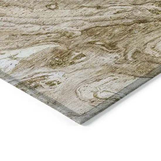 Brown Tan And Beige Abstract Washable Indoor Outdoor Area Rug Photo 4