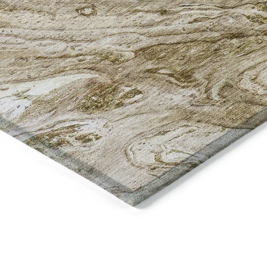 Brown Tan And Beige Abstract Washable Indoor Outdoor Area Rug Photo 4