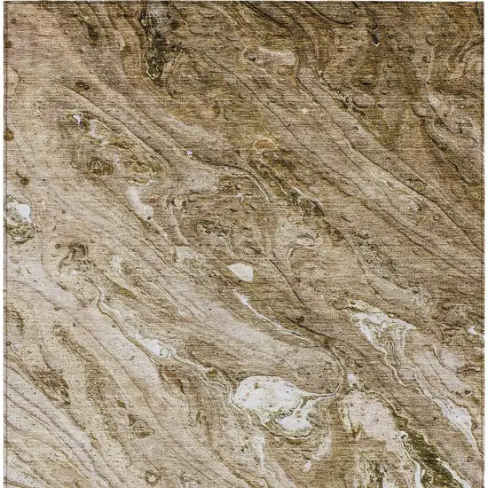 Brown Tan And Beige Abstract Washable Indoor Outdoor Area Rug Photo 4