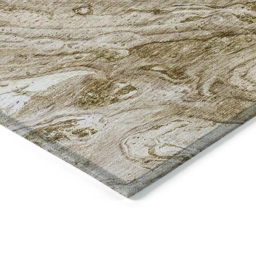 Brown Tan And Beige Abstract Washable Indoor Outdoor Area Rug Photo 3