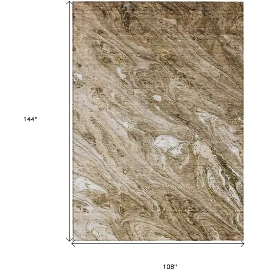 Brown Tan And Beige Abstract Washable Indoor Outdoor Area Rug Photo 3