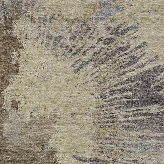 Brown Tan And Beige Abstract Washable Indoor Outdoor Area Rug Photo 5