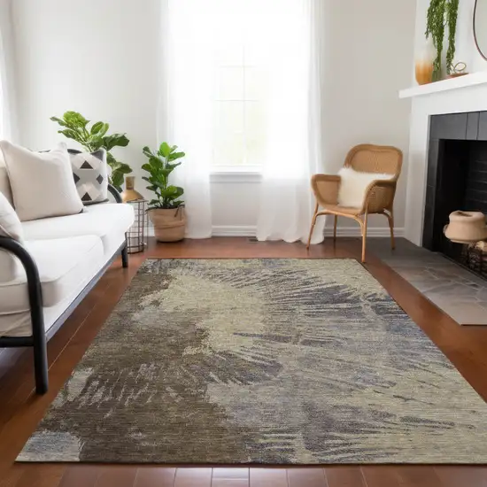 Brown Tan And Beige Abstract Washable Indoor Outdoor Area Rug Photo 9