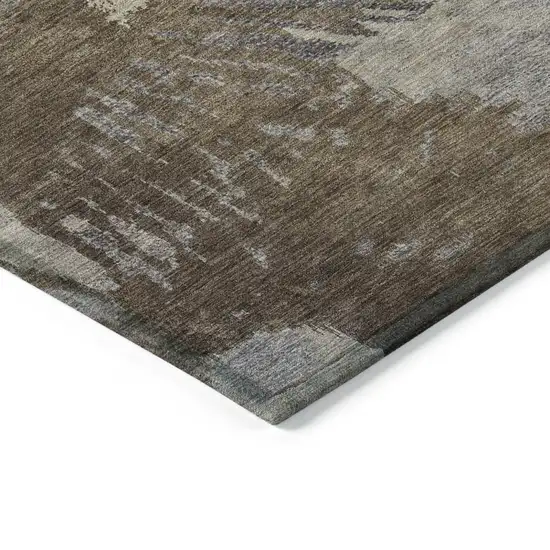 Brown Tan And Beige Abstract Washable Indoor Outdoor Area Rug Photo 4