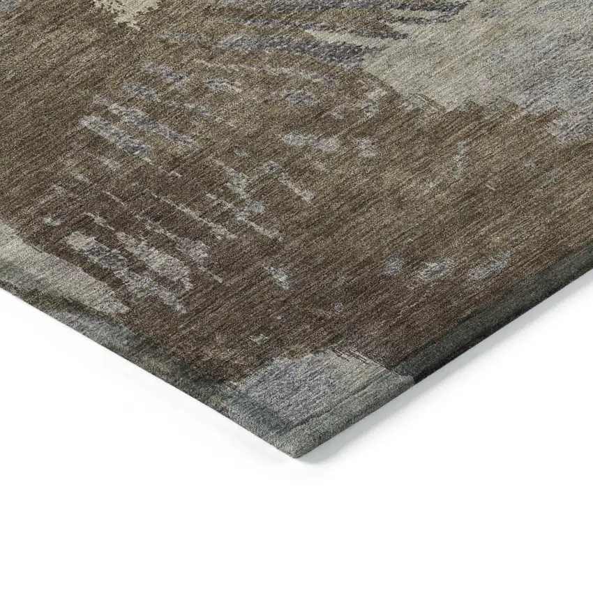 Brown Tan And Beige Abstract Washable Indoor Outdoor Area Rug Photo 4