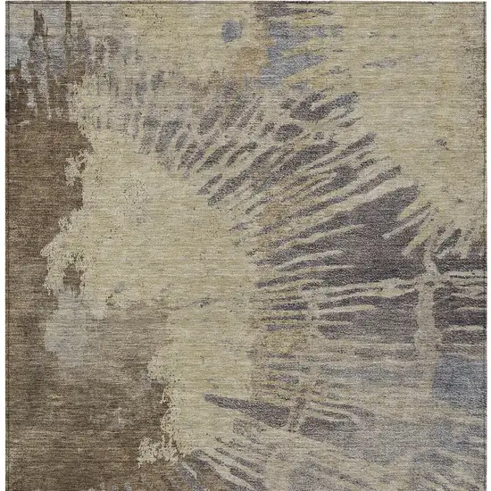 Brown Tan And Beige Abstract Washable Indoor Outdoor Area Rug Photo 7