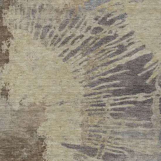 Brown Tan And Beige Abstract Washable Indoor Outdoor Area Rug Photo 6