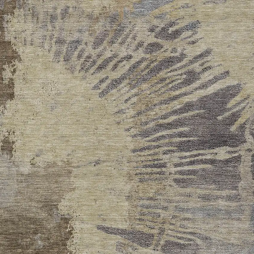 Brown Tan And Beige Abstract Washable Indoor Outdoor Area Rug Photo 6