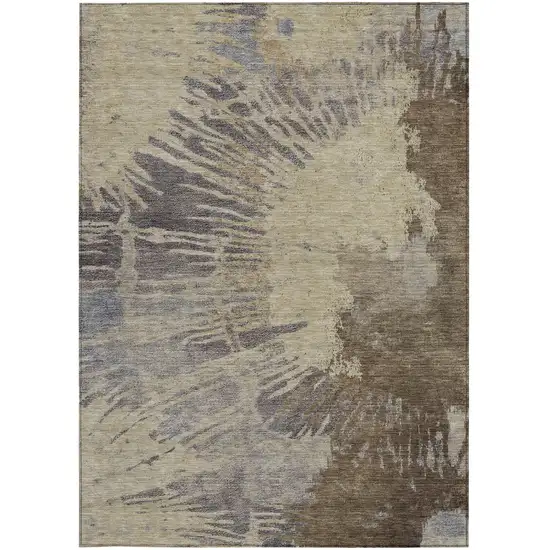 Brown Tan And Beige Abstract Washable Indoor Outdoor Area Rug Photo 7