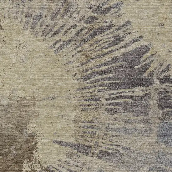 Brown Tan And Beige Abstract Washable Indoor Outdoor Area Rug Photo 6