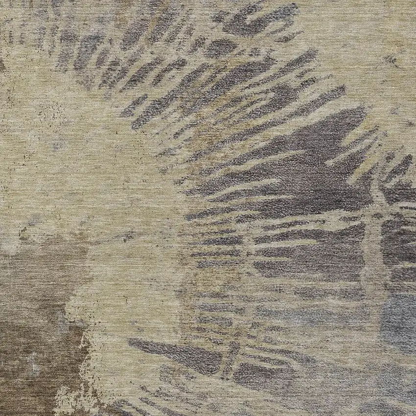 Brown Tan And Beige Abstract Washable Indoor Outdoor Area Rug Photo 6