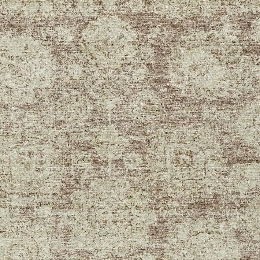 Brown Tan And Beige Floral Washable Indoor Outdoor Area Rug Photo 5