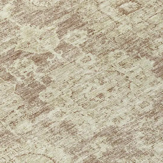 Brown Tan And Beige Floral Washable Indoor Outdoor Area Rug Photo 7