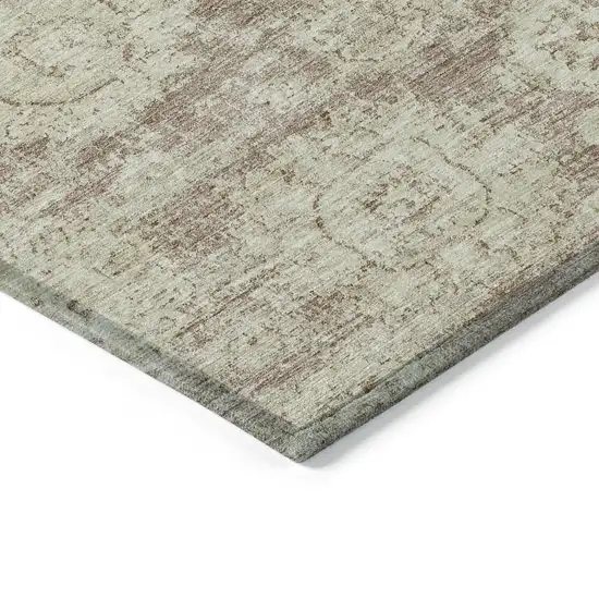 Brown Tan And Beige Floral Washable Indoor Outdoor Area Rug Photo 3