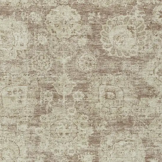 Brown Tan And Beige Floral Washable Indoor Outdoor Area Rug Photo 4