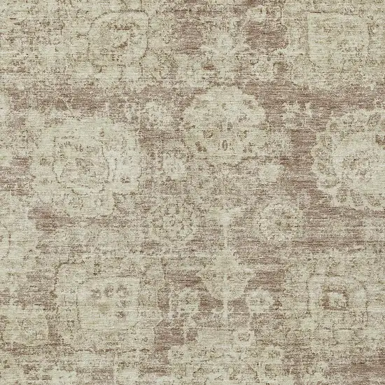 Brown Tan And Beige Floral Washable Indoor Outdoor Area Rug Photo 4