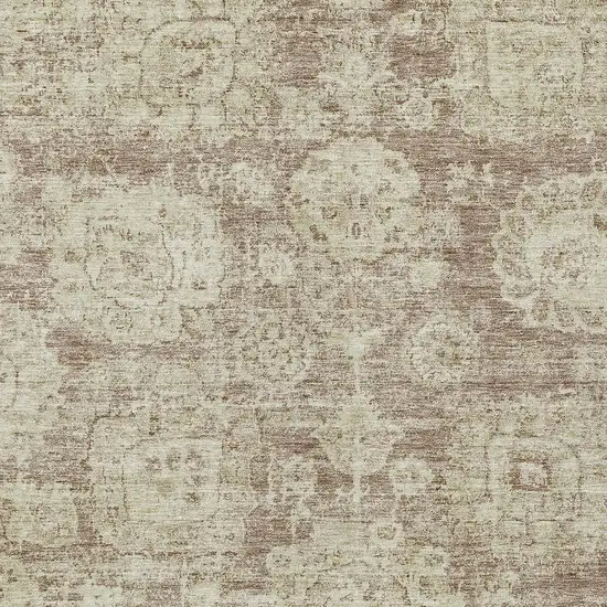 Brown Tan And Beige Floral Washable Indoor Outdoor Area Rug Photo 4