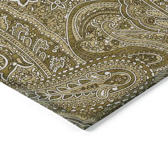 Brown Tan And Beige Paisley Washable Indoor Outdoor Area Rug Photo 4