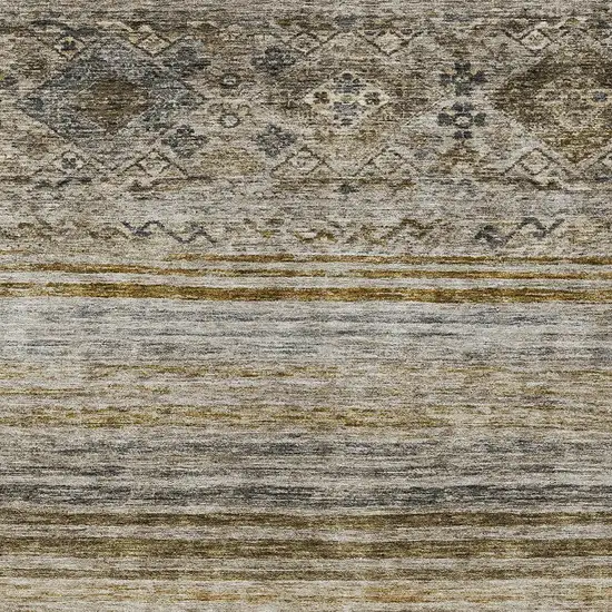 Brown Tan And Black Floral Washable Indoor Outdoor Area Rug Photo 6