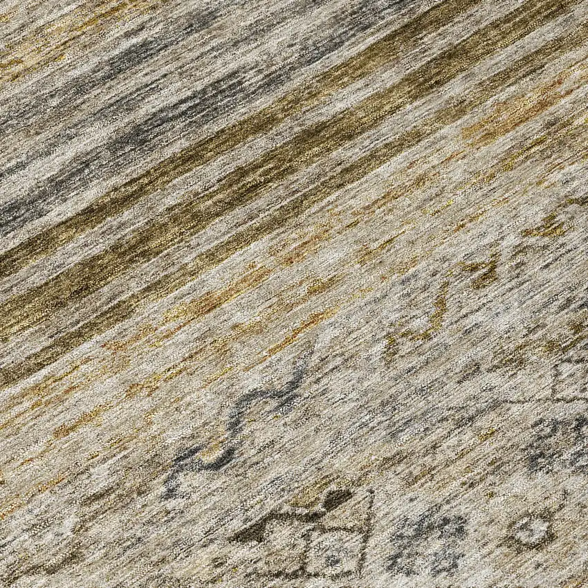 Brown Tan And Black Floral Washable Indoor Outdoor Area Rug Photo 8