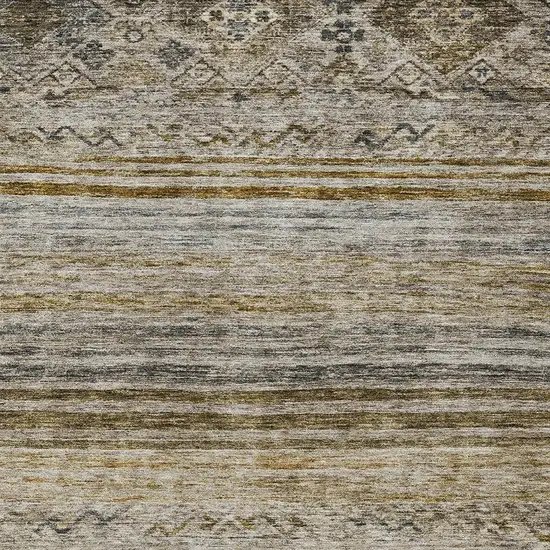 Brown Tan And Black Floral Washable Indoor Outdoor Area Rug Photo 6