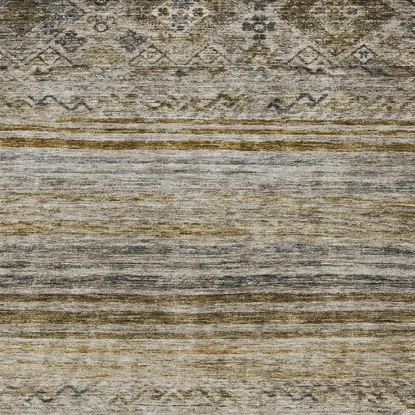 Brown Tan And Black Floral Washable Indoor Outdoor Area Rug Photo 6