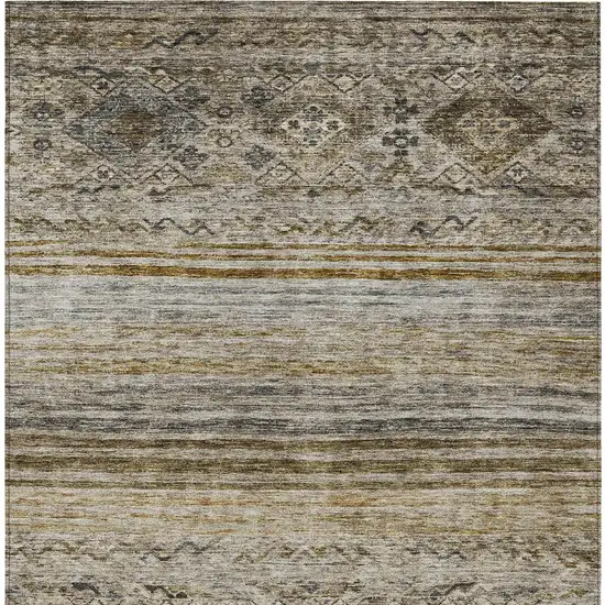 Brown Tan And Black Floral Washable Indoor Outdoor Area Rug Photo 7