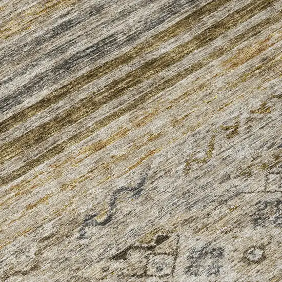 Brown Tan And Black Floral Washable Indoor Outdoor Area Rug Photo 7