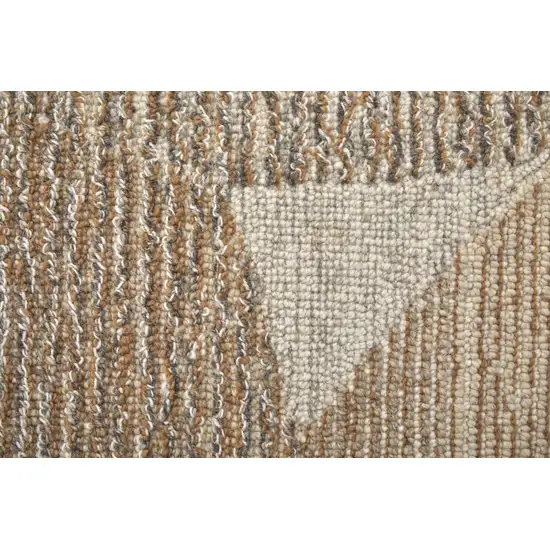 Brown Tan And Ivory Wool Abstract Hand Tufted Area Rug Photo 7