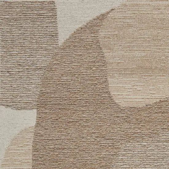 Brown Tan And Ivory Wool Abstract Hand Tufted Area Rug Photo 4