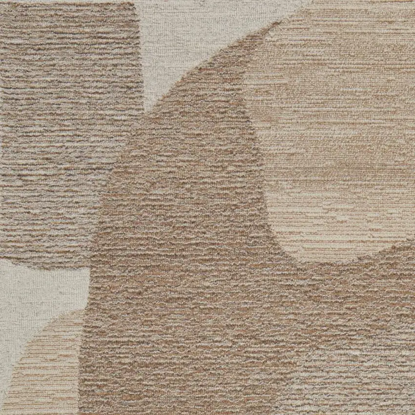 Brown Tan And Ivory Wool Abstract Hand Tufted Area Rug Photo 4