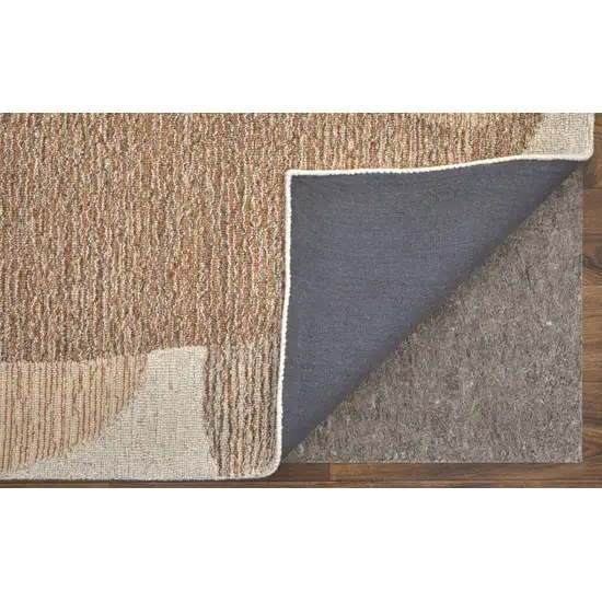 Brown Tan And Ivory Wool Abstract Hand Tufted Area Rug Photo 9