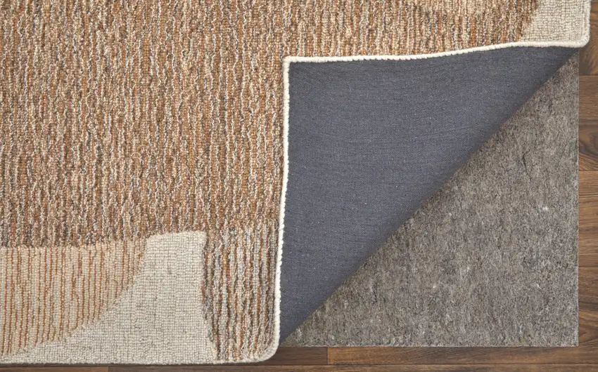 Brown Tan And Ivory Wool Abstract Hand Tufted Area Rug Photo 9