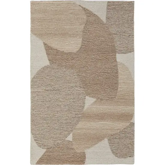 Brown Tan And Ivory Wool Abstract Hand Tufted Area Rug Photo 3