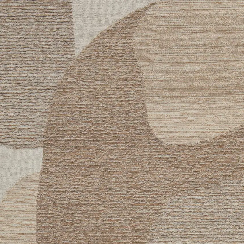 Brown Tan And Ivory Wool Abstract Hand Tufted Area Rug Photo 3