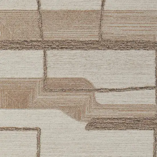 Brown Tan And Ivory Wool Geometric Hand Tufted Area Rug Photo 4
